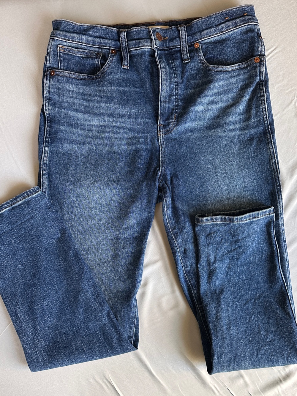 Madewell The Stovepipe Straight Leg Stretch Jeans in Medium Wash Size 30